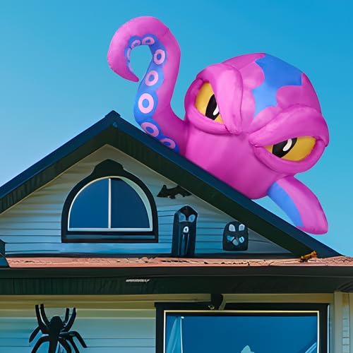 Joiedomi 4 FT Tall Halloween Inflatable Purple Octopus Head with