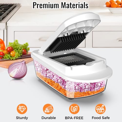 White 12-Blade Food Chopper & Egg Slicer Set - Kitchen Gadget