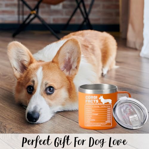 Limima Corgi Facts 14oz Coffee Tumbler with Handle – Funny Dog Gift (Variation: Corgi)