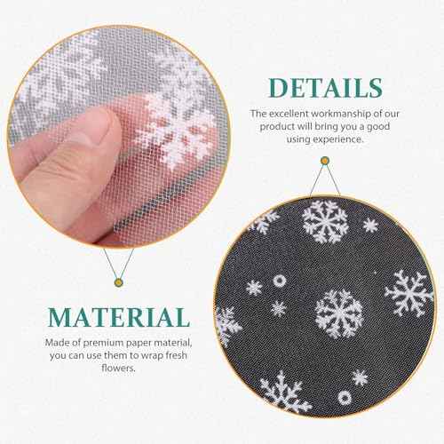 15cm 10yards Christmas Snowflake Glitter Tulle Snowflake Fabric Sparkling Tulle Snowflake Ribbon for Home Office DecorationWrapping Party Decoration (White)