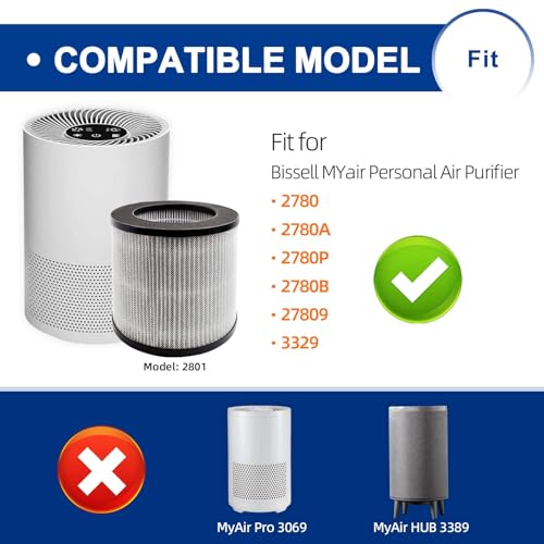 4 Pack Replacement Air Filters for Bissell MYair Personal Air Purifier 2780A | ADDFRESH