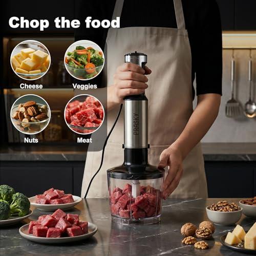 Prasky Black 1200W Handheld Immersion Blender 20 Speeds, 5-in-1 Kitchen Mixer