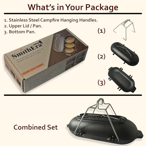 Cast Iron Potato Baker with Lid for Grill Oven & Campfire - Heavy Duty