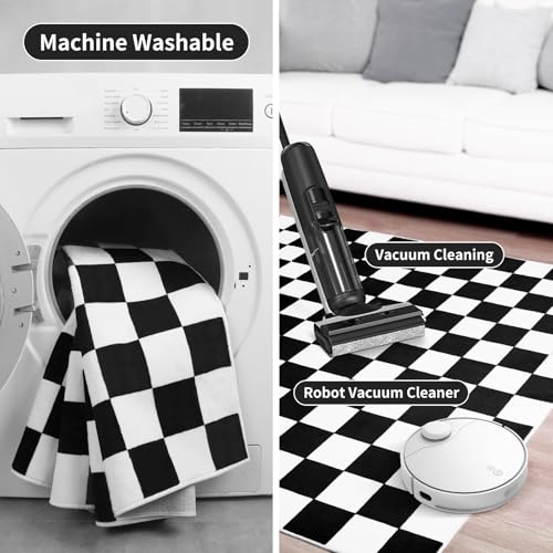 Black and White Checkered Area Rug 5x7 - Soft Non-Slip Living Room Carpet - Variation of Black & White / 5' x 7' Rectangular
