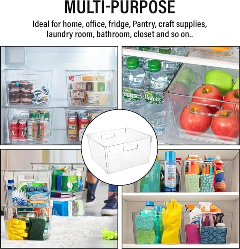 Extra Large Clear Plastic Storage Bins - 12.6x12.6x7 Inches, Kitchen Pantry & Closet Organizer, BPA-Free Stackable Containers, Variation 4