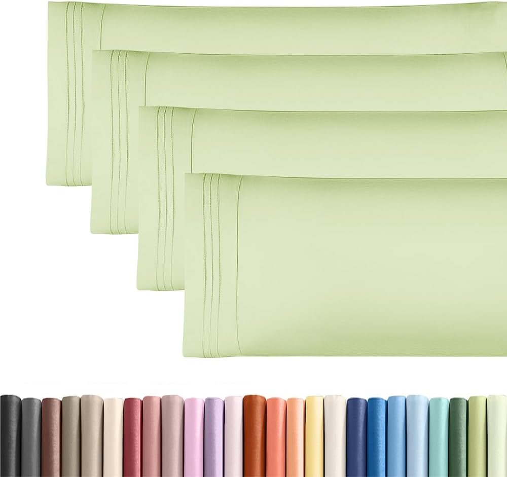 Skiennix Body Pillowcases Set of 4 | Soft, Breathable 20x54 Long Pillow Covers in Light Sage Green - Machine Washable