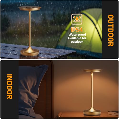 Rechargeable Outdoor LED Cordless Table Lamp 6000mAh - 2 Pack Bronze - Waterproof, Dimmable, Portable