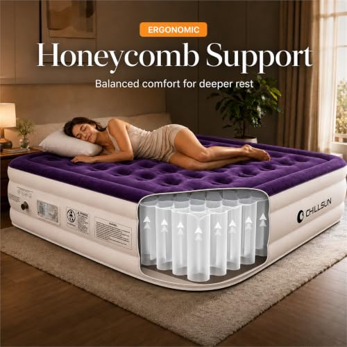 Purple Queen Air Mattress with Built-In Pump, 18 Inch Raised, 650 lb Capacity