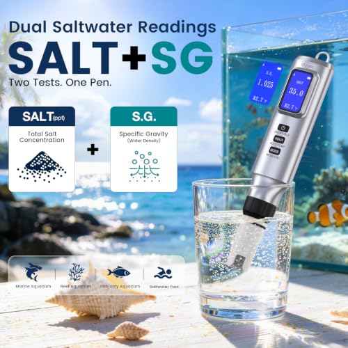 LKBird Silver 7-in-1 Smart Water Tester & pH Meter with App, Rechargeable for Pools & Aquariums