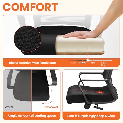 Neo Chair Office Mesh Desk Chair Black Wide Seat Adjustable Mid-Back