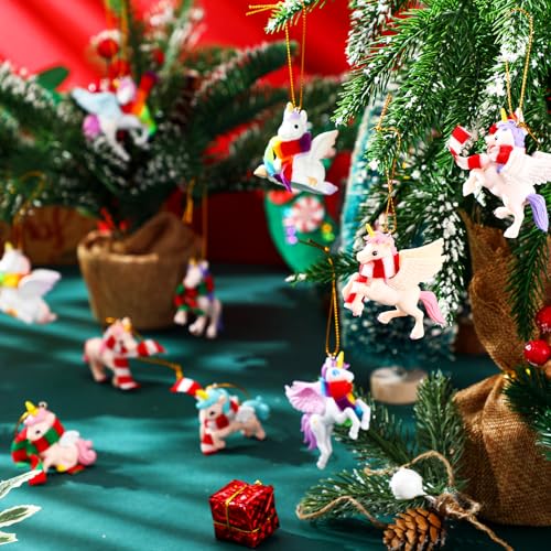 Civaner 12 Pack Christmas Unicorn Ornaments - Holiday Tree Decorations