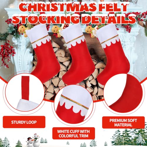 Amazing Time 30 Pcs Red Christmas Stockings with White Cuff & Gold Trim - Holiday Decor