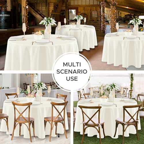 Fitable 8 Pack Ivory 120-Inch Round Tablecloths for 48-96 Inch Tables