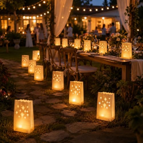 AceList Meteor Luminary Bags Set with Flameless LED Candles - Outdoor Holiday Decor