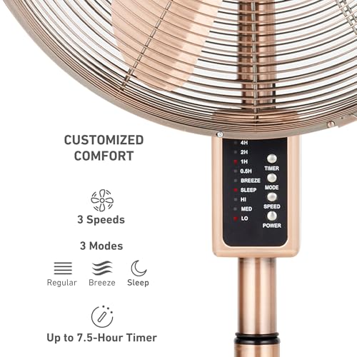 Holmes 16" Copper Digital Metal Stand Fan 3-Speed Oscillation Remote
