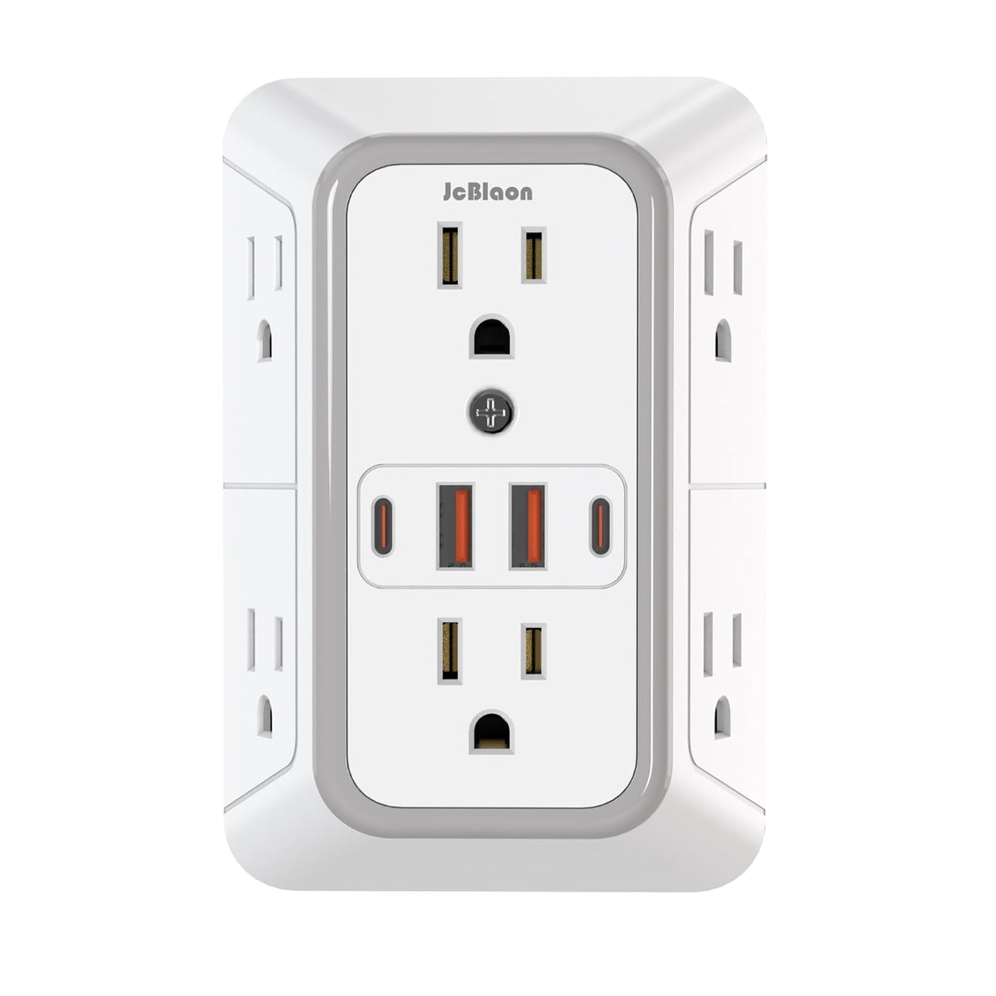 JcBlaon Outlet Extender Surge Protector - 6 Outlet Splitter with 4 USB Ports (2 USB C), Multiple Plug Expander Wall Charger, 3 Sided Multi Plug Wall Adapter Power Strip for Home Office Kitchen Travel