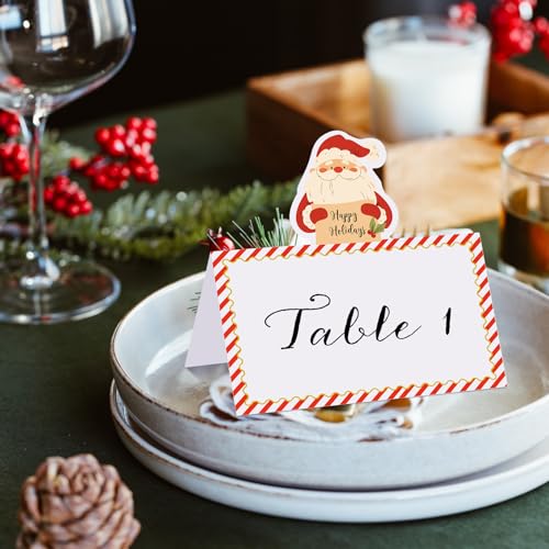 Fumete 100 Pcs Santa Claus Christmas Place Cards for Table Setting, Santa Claus Variation
