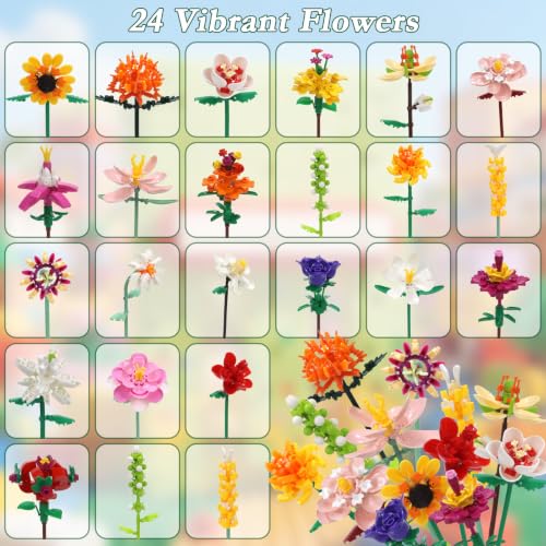 Flower Advent Calendar 2026 – 24-Day Christmas Countdown Building Set for Kids & Adults
