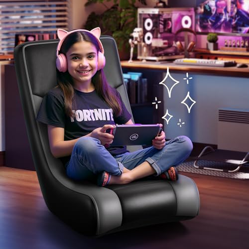 GTPLAYER Black & Gray Floor Rocker Gaming Chair – Adjustable Angle, Lightweight Ergonomic Seat