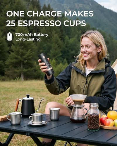 Portable Burr Coffee Grinder with 80 Settings, Single Dose, USB-C Rechargeable