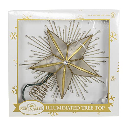 10-Inch Silver Capiz Snowflake Christmas Tree Topper with Lights