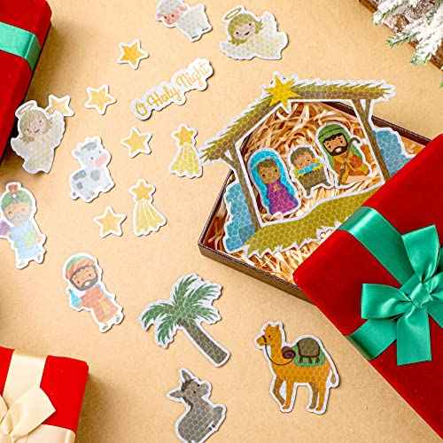 Yinder 26 Pcs Nativity Manger Scene Magnet Decal Set Magnetic Car Christmas Decorations Christmas Car Refrigerator Nativity Scene Magnets for Educational Learning Activities Door(Classic)