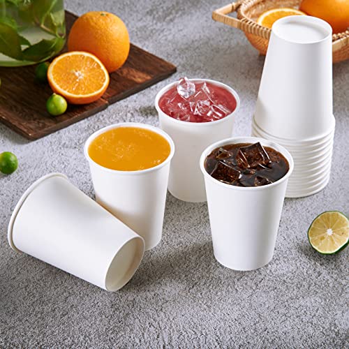 White 12 OZ Disposable Paper Coffee Cups with Lids - 500 Pack