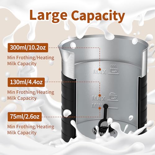 Rafow 300ML 4-in-1 Electric Milk Frother Steamer for Hot & Cold Coffee Drinks