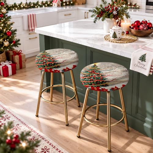 Bar Stool Covers Round Christmas 2-Pack, Fits 12-15 Inch Seats