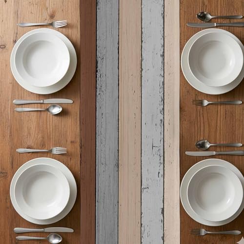 Vandarllin 13x70 Brown Grey Farmhouse Table Runner - 70-72in Rustic Burlap Cotton Decor