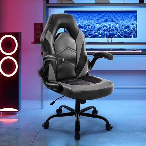 OLIXIS Gaming Chair with Lumbar Support - Black and Grey Ergonomic Office Chair