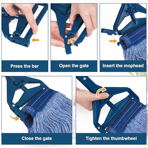 KalTell Blue 2-Pack Commercial Quick-Change Mop Handles - Heavy Duty, 55" Telescopic, Industrial Floor Cleaning