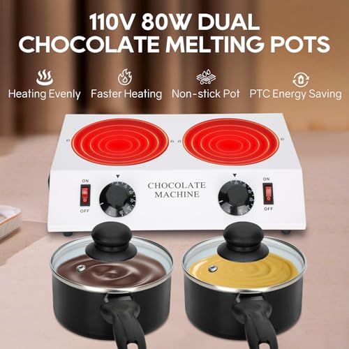 Electric Chocolate Melting Machine with Dual Tempering Pots - Fast & Even Heating