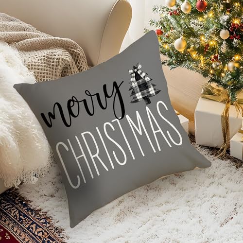 Christmas Forest Throw Pillow Covers Set 18x18 Inch - Pack of 4 - Holiday Home Decor