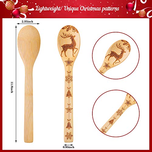 Christmas Wooden Spoons & Spatula Set - 6 Pcs Kitchen Utensils with Holiday Designs