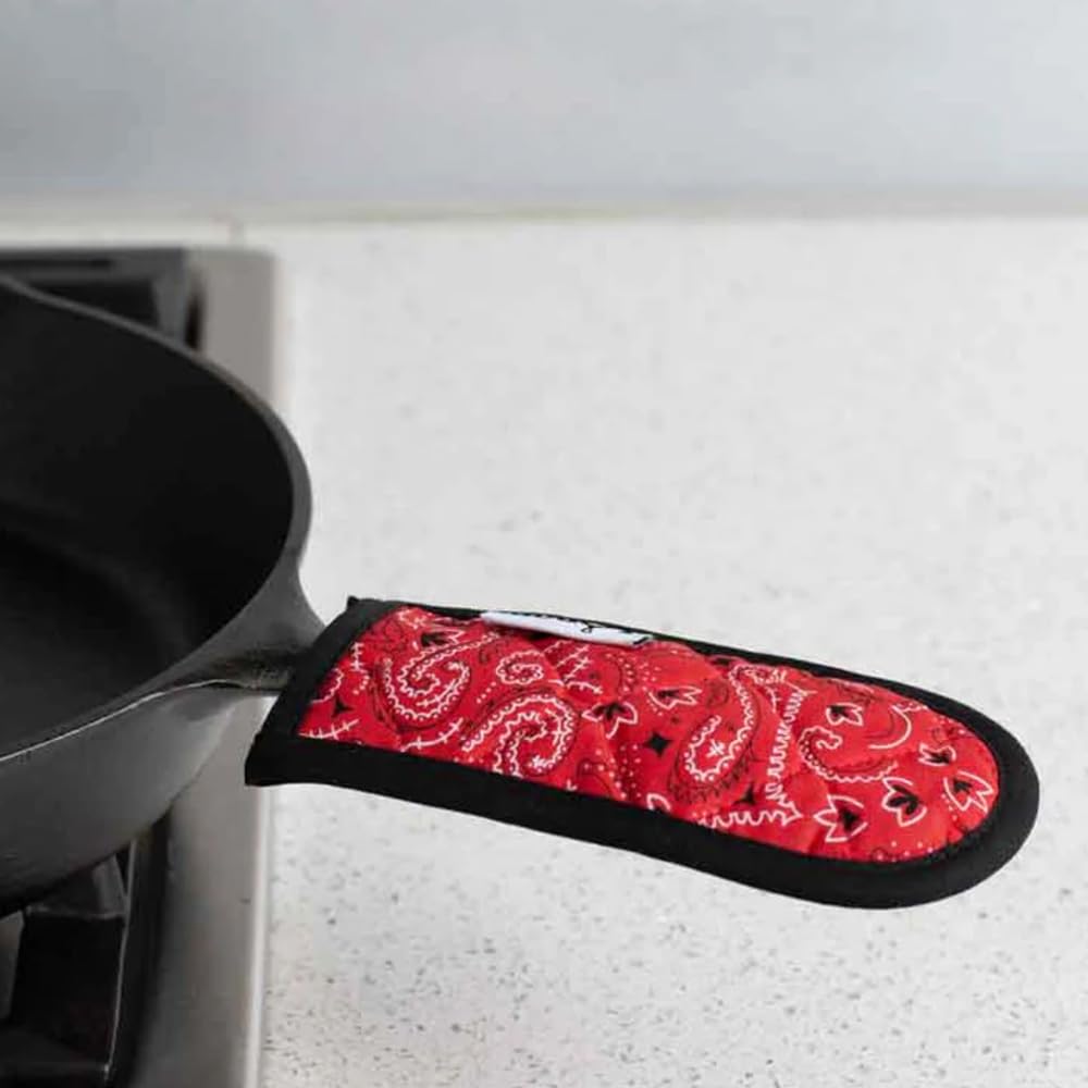 Lodge Fabric Hot Handle Holder (Pack of 2) - Machine Washable Hot Handle Holder Designed for Traditional Lodge Cast Iron Products - Reusable Heat Protection Up to 350° - Bandana
