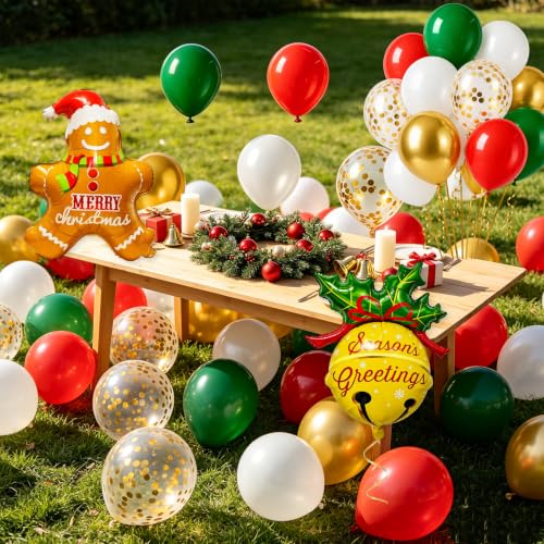Christmas Balloons Set with Santa Reindeer & Confetti - Holiday Party Decorations