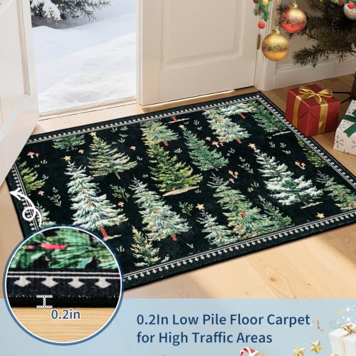 Garvee 5' x 7' Christmas Rug – Black, Washable Living Room Rug