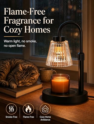 Girece Black Plate Candle Holder with Warmer, Timer & Dimmer - 5.9in