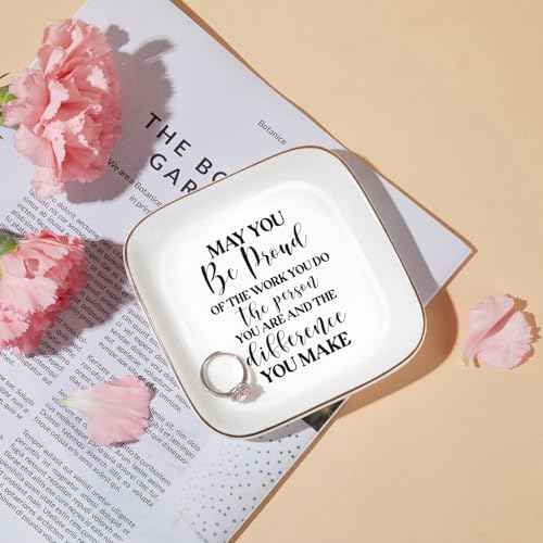 PUDDING CABIN Thank You Gift, Appreciation Employee Teacher Nurse Coworker Colleague Retirement Gift for Woman Jewelry Dish ? May You Be Proud of the work You do ? Gift for Team