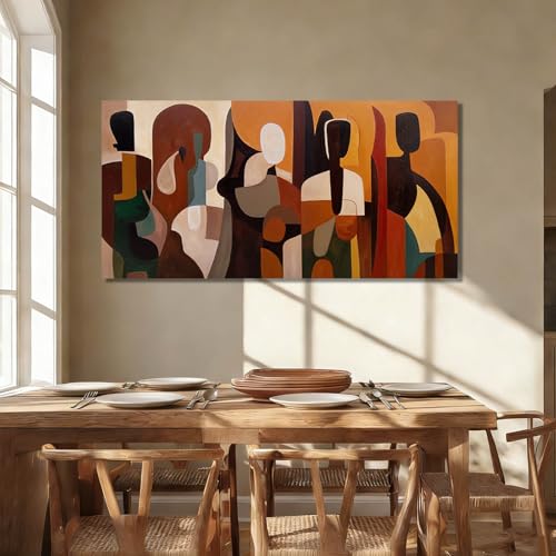 GAIDUOMAI Brown Geometric Wall Art 24x48 Inch Framed for Living Room Office