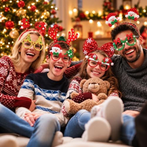 Christmas Glasses and Headbands Set - Festive Party Accessories for Holiday Photos