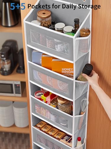 JARLINK Over the Door Organizer 5 Shelf Grey 2 Pack - Space Saver for Pantry & Bathroom