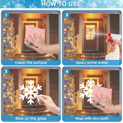 144 Pcs Christmas Window Clings for Glass Windows - 8 Sheets Static Snowflakes Christmas Window Decorations, Xmas Holiday White Snow Flakes Window Stickers Decals for Party Home Winter Indoor Decor