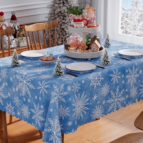 Siilues 60x120 inch Christmas Tablecloth Rectangular - Premium Polyester, Water-Resistant, Machine Washable