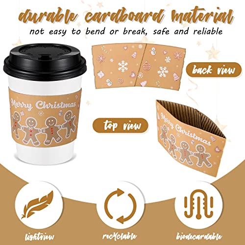 Remerry 125 Disposable Christmas Coffee Cup Sleeves Classic Holiday Design