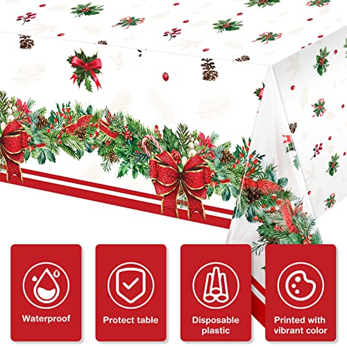 Tiamon 3 Pieces Extra Large Christmas Tablecloths Disposable Rectangular 54x108in