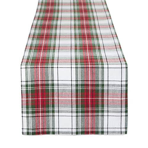 DII Holiday Tartan Plaid Table Runner 14x108 Inches Red Green White
