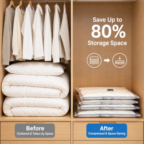 16 Pack Travel Vacuum Storage Bags with Pump - Compression Clothes Organizer - Combo Set