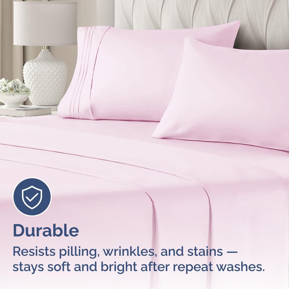 Queen Pillow Cases by [Brand Name] - Ultra Soft Hotel Quality Covers | Wrinkle-Free & Fade Resistant - Light Pink - Set of 4